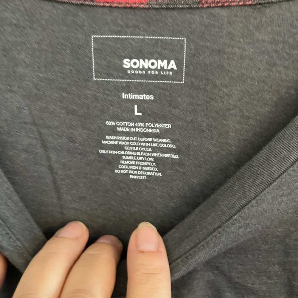 Sonoma Dark Gray Long Sleeve Pajama Top‎ Size Large